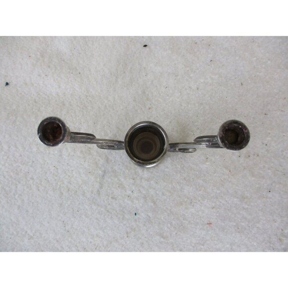 Small Candlestick, three candle stick holder, Pewter/silver metal candle holder, - Picture 3 of 5